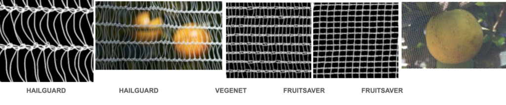 Examples of commercially available safer-to-use wildlife friendly fruit netting